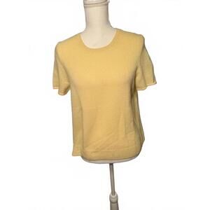 New Bloomingdale's Cashmere Short Sleeve Sweater - Yellow, Size L
